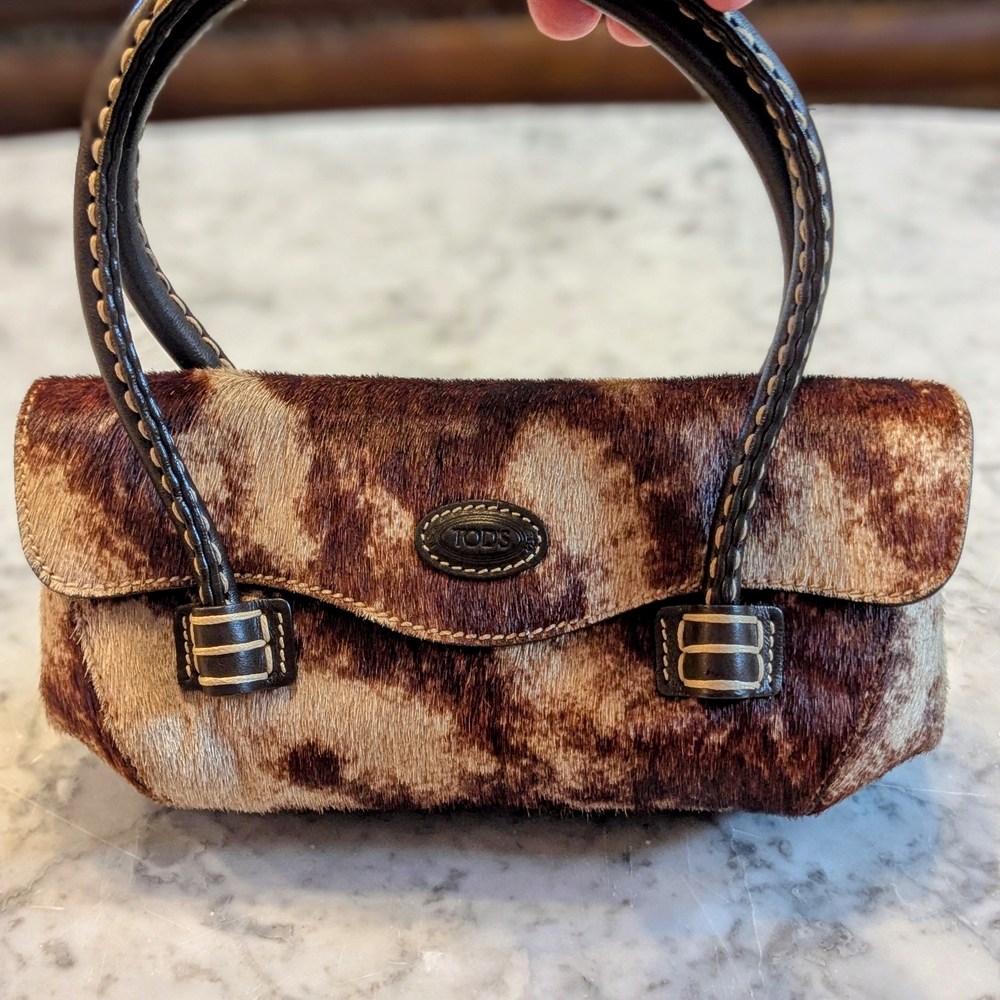 Tods Cornish Wave Mini Calf Hair Bag in Perfect Condition